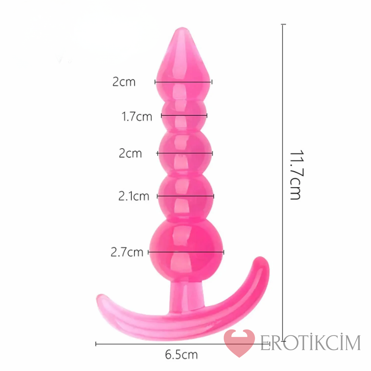 Erotikcim Süper Soft Boğumlu Anal ve Vajinal Boğumlu Tıkaç - Pembe