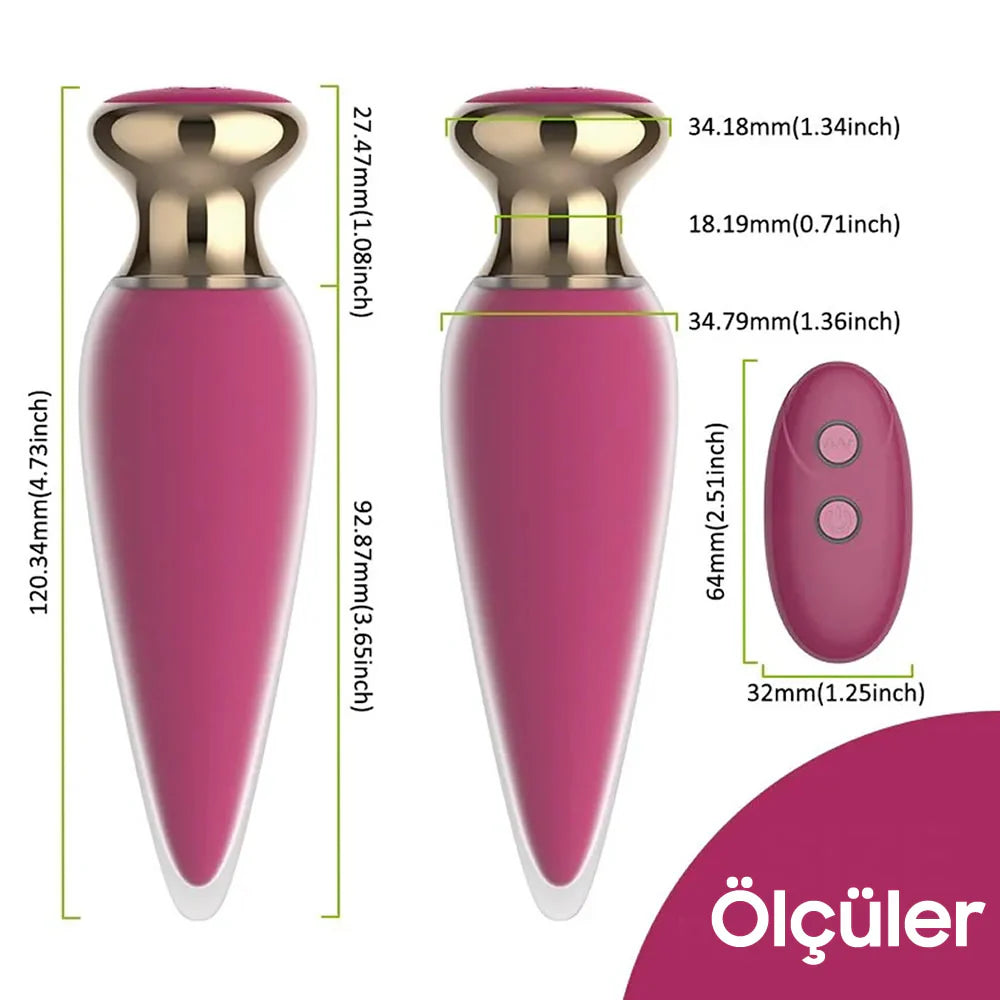 Erotikcim - Uzaktan Kumandalı Güçlü Haz Verici - Sessiz Anal Tıkaç - Anal Plug 35mm