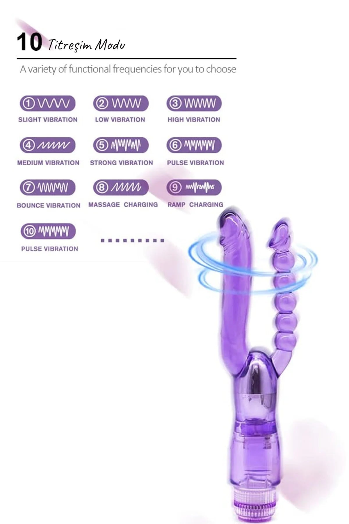 Erotikcim - Çift Başlı Titreşimli Silikon Dildo - Pilli - Double Zevk