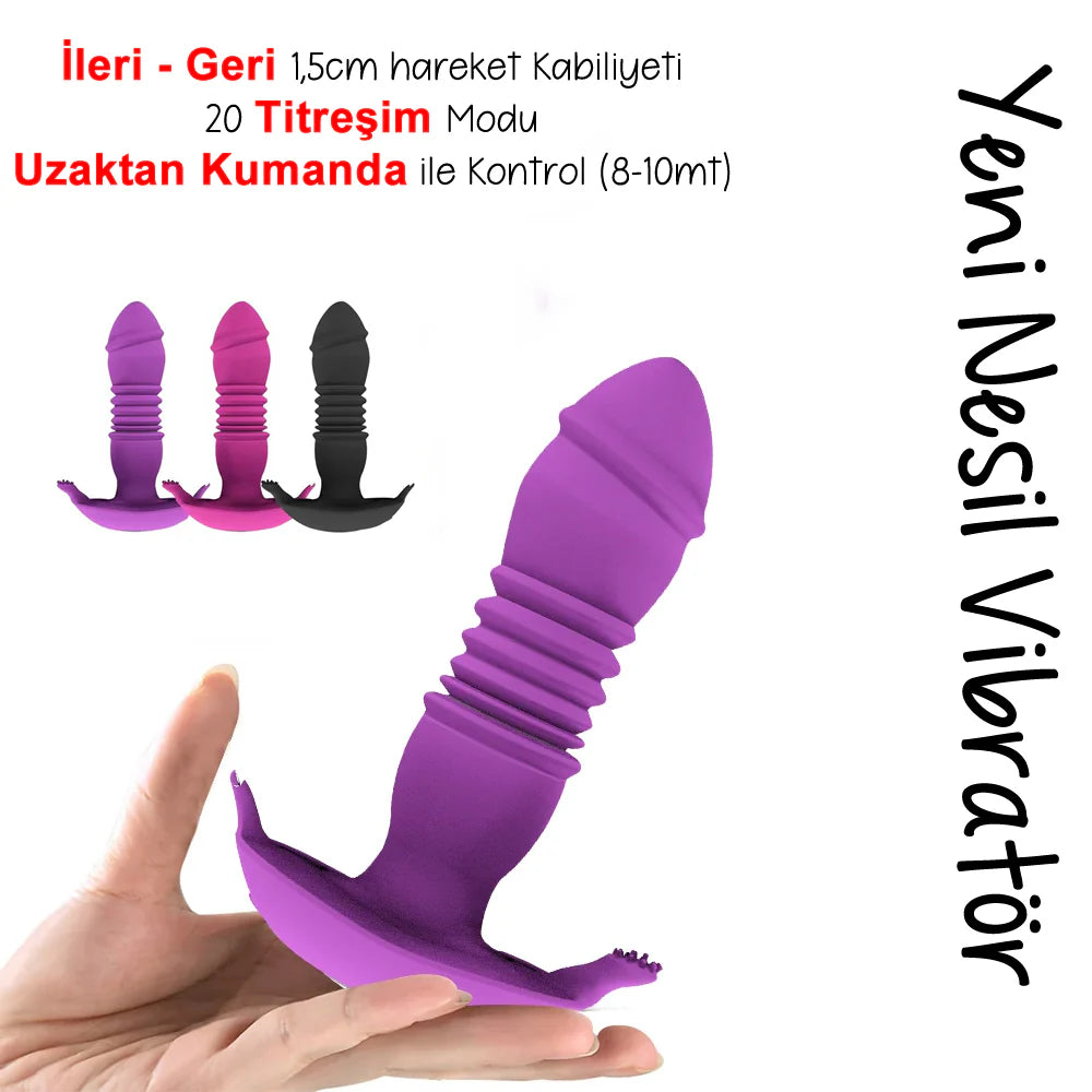 Erotikcim - Telefondan Kontrol Vajina ve Anal Vibratör - İleri Geri + Titreşim - İç Çamaşırı Vibratörü - Mor
