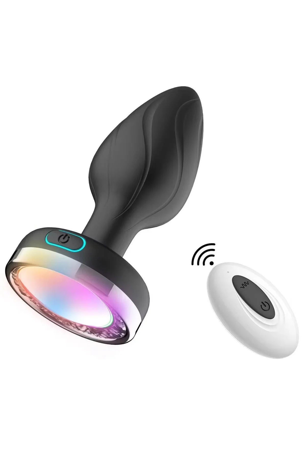 Erotikcim - Uzaktan Kumandalı Işıklı 7 Titreşim Modlu Anal Plug Vibratör - Anal Tıkaç - Orta Boy