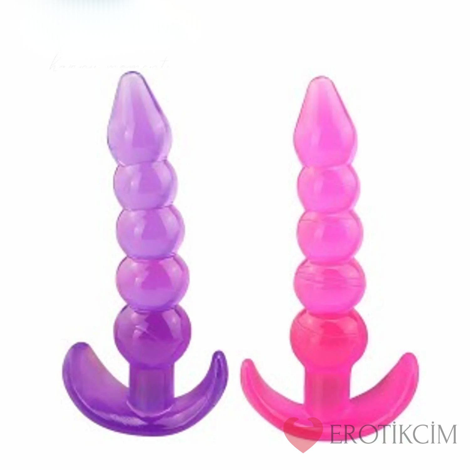 Erotikcim Süper Soft Boğumlu Anal ve Vajinal Boğumlu Tıkaç - Pembe